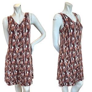 Garnet Hill White Orange Maroon Ikat Boho Button Down Sleeveless Dress Size XS